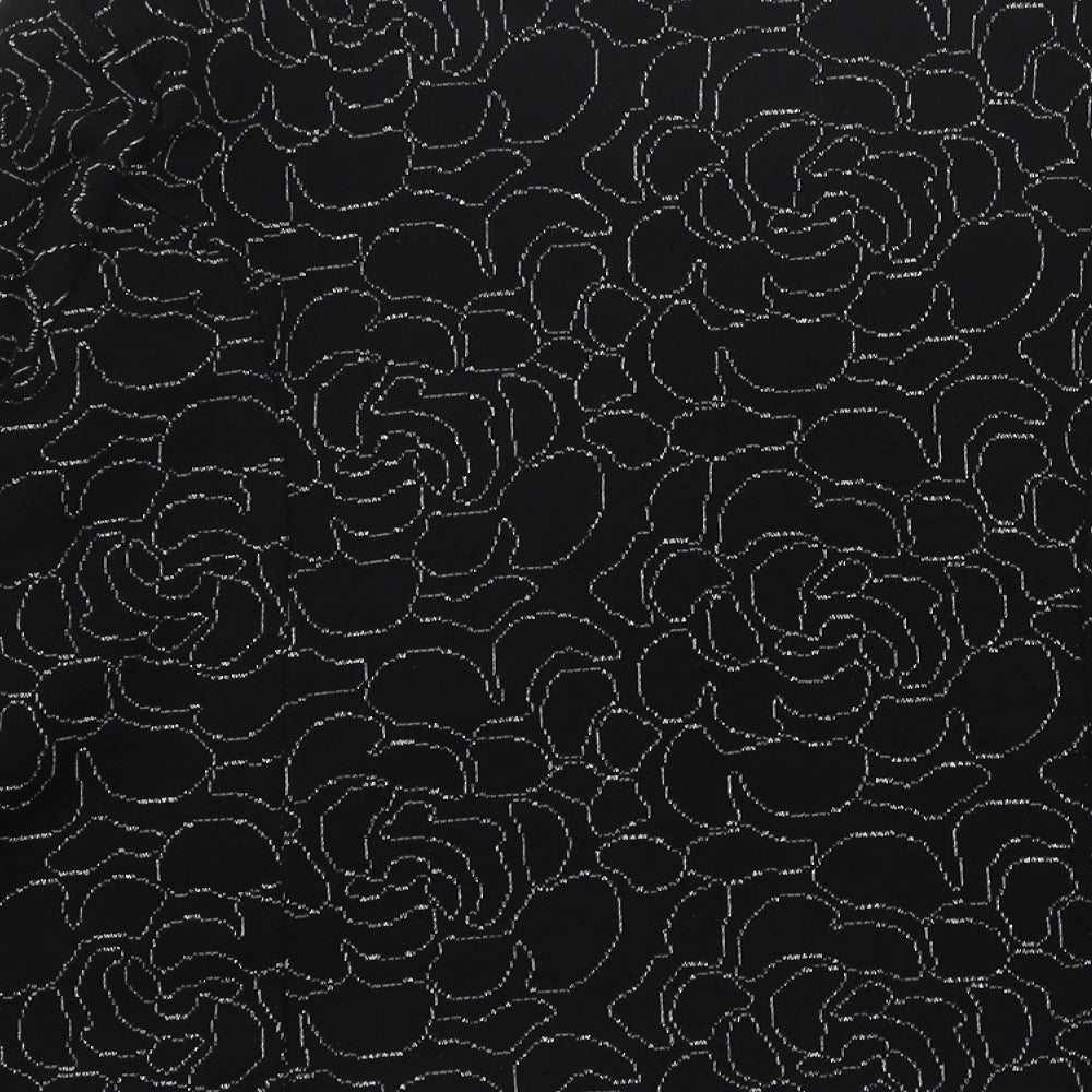 Klass Womens Black Round Neck Floral Acrylic Full Zip Jumper Size 18