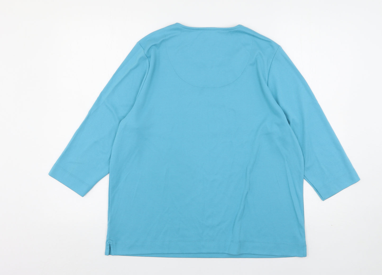 Tigi Womens Blue Floral Polyester Basic T-Shirt Size 18 Round Neck