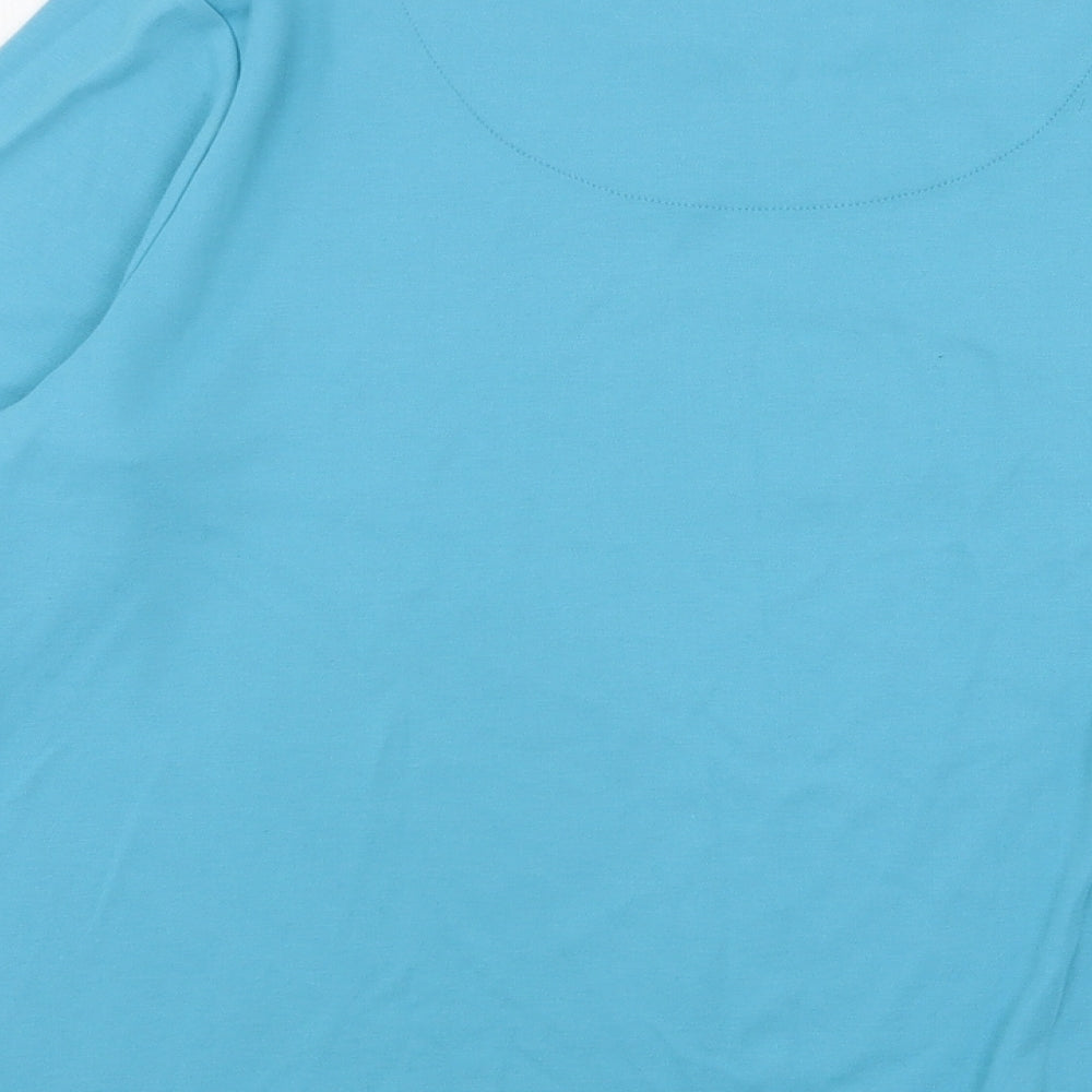 Tigi Womens Blue Floral Polyester Basic T-Shirt Size 18 Round Neck