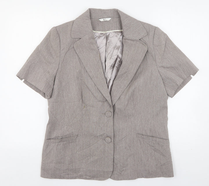 Klass Womens Beige Polyester Jacket Suit Jacket Size 14