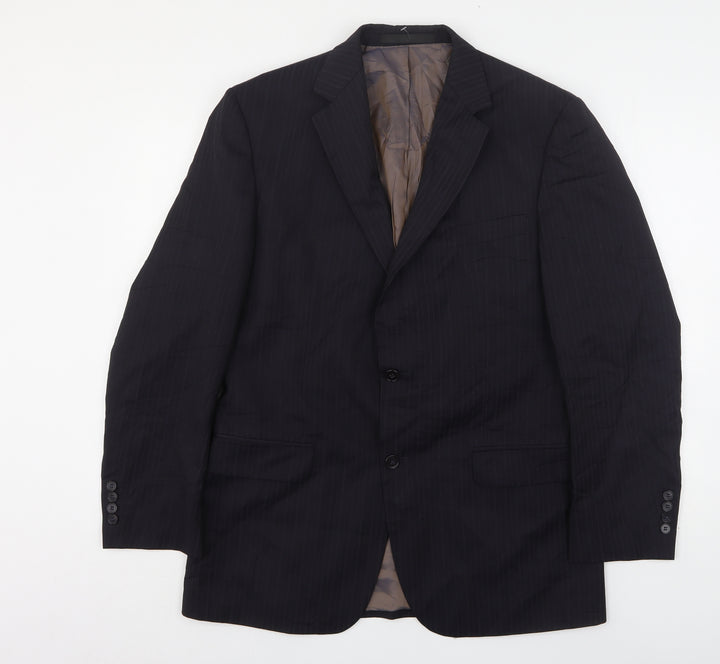 Marks and Spencer Mens Blue Striped Wool Jacket Suit Jacket Size 40