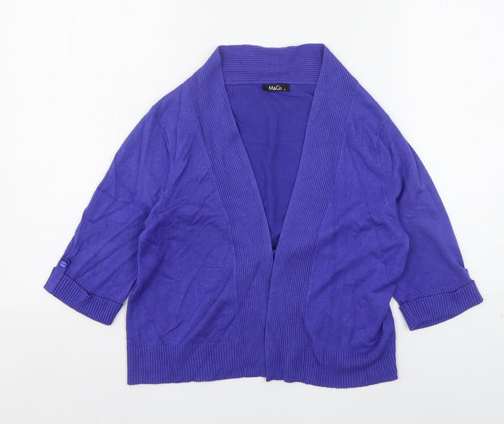 M&Co Womens Blue V-Neck  Viscose Cardigan Jumper Size S