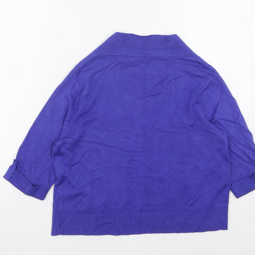 M&Co Womens Blue V-Neck  Viscose Cardigan Jumper Size S