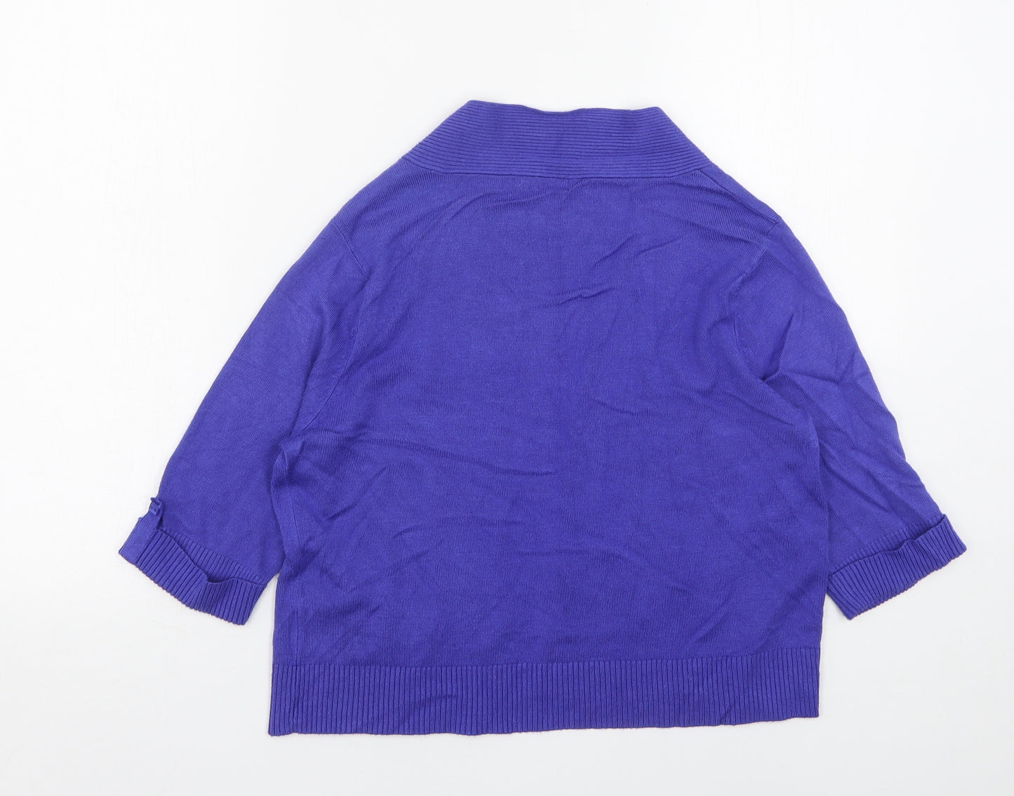 M&Co Womens Blue V-Neck  Viscose Cardigan Jumper Size S