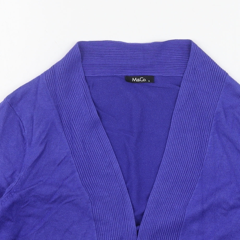 M&Co Womens Blue V-Neck  Viscose Cardigan Jumper Size S
