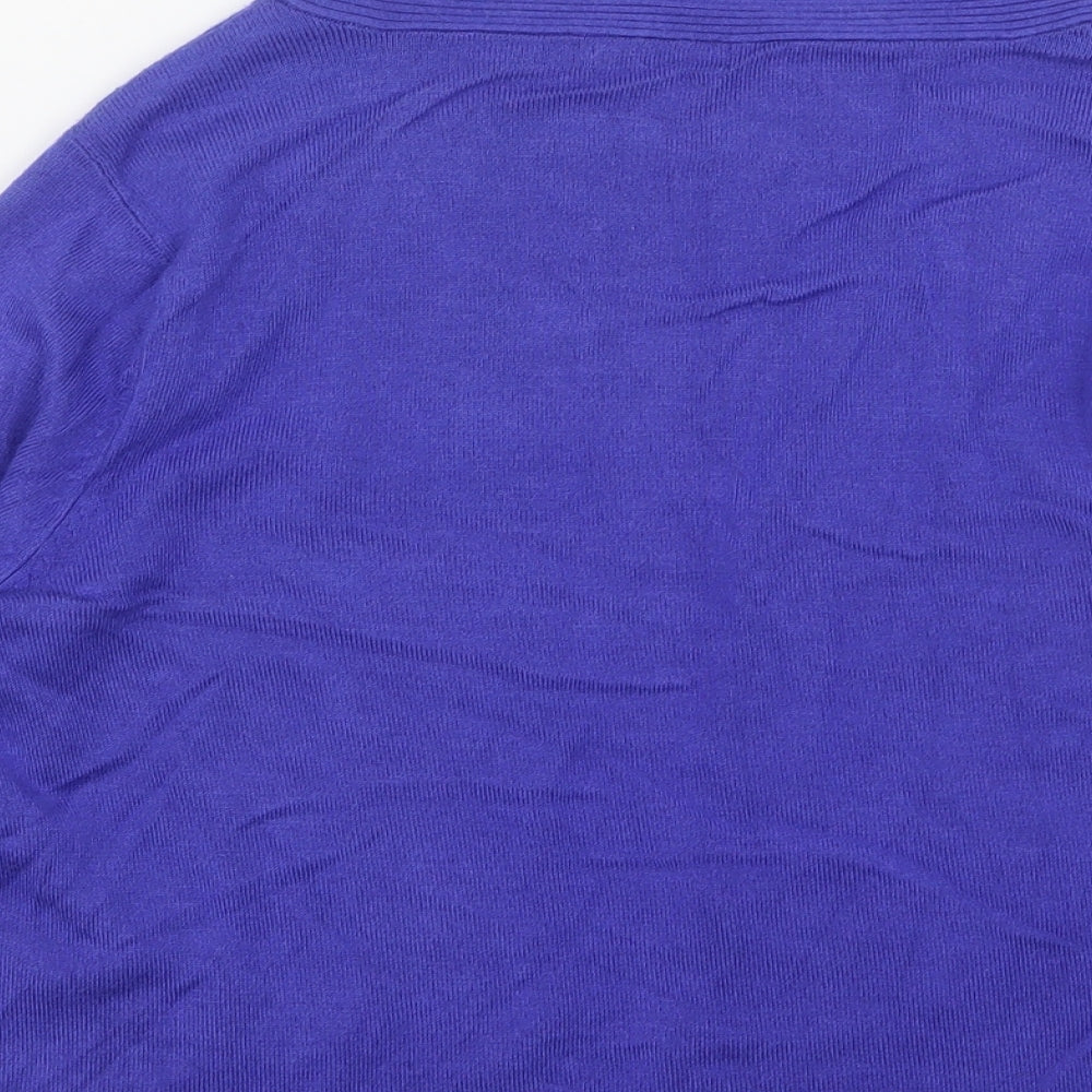 M&Co Womens Blue V-Neck  Viscose Cardigan Jumper Size S