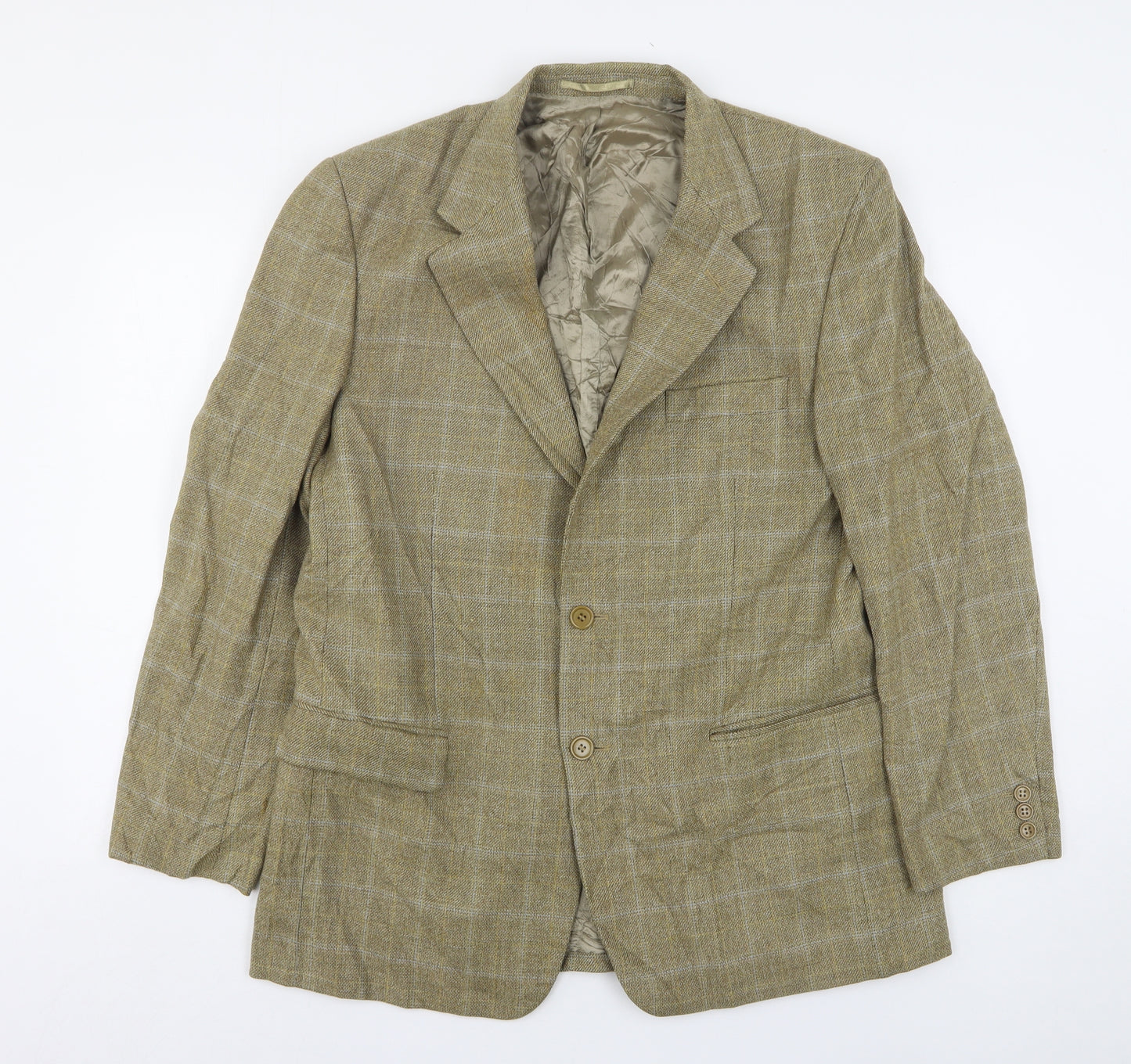Brook Taverner Mens Beige Check Wool Jacket Suit Jacket Size 40