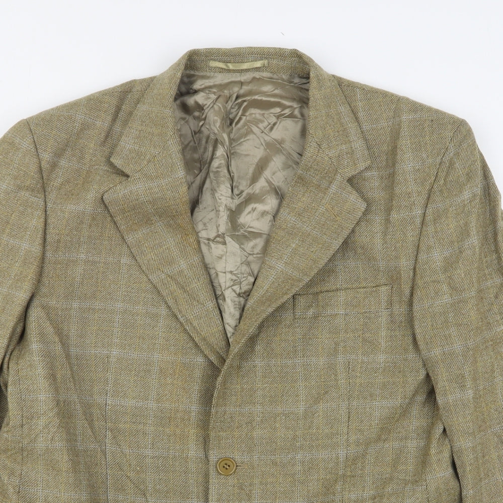 Brook Taverner Mens Beige Check Wool Jacket Suit Jacket Size 40