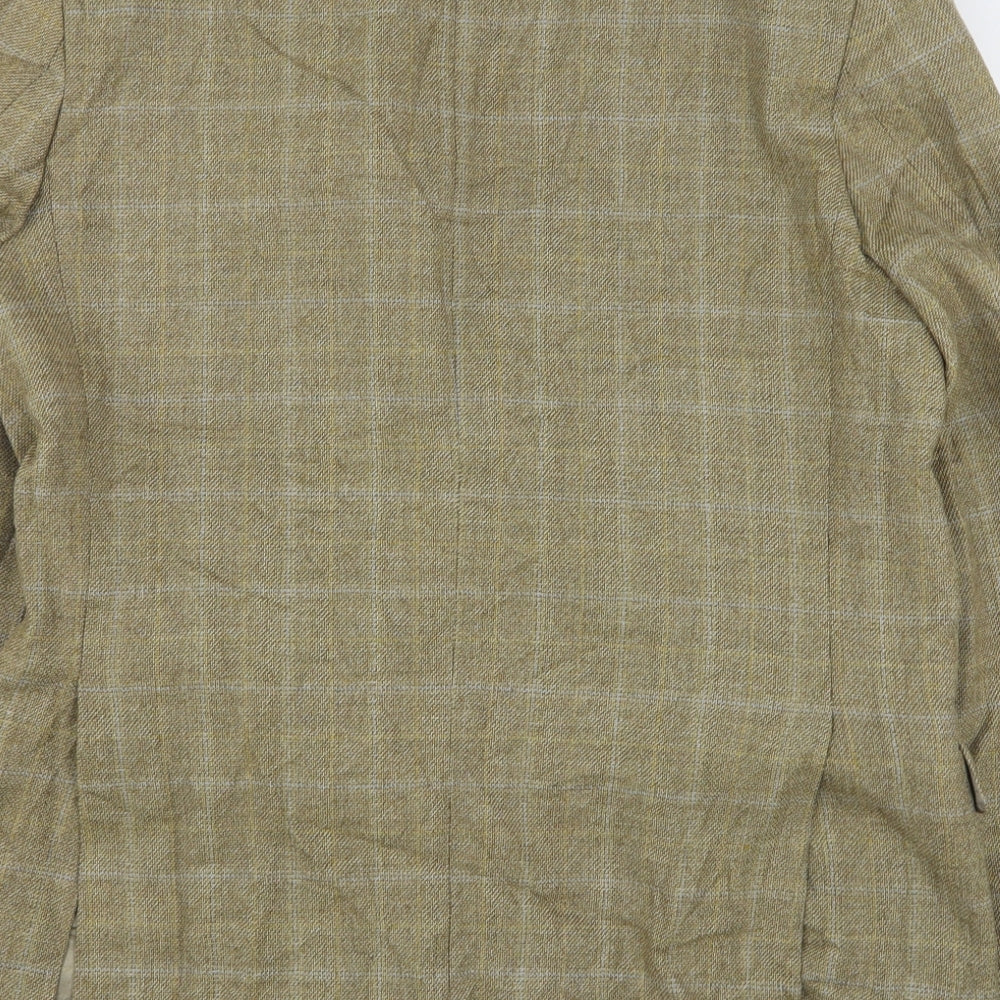 Brook Taverner Mens Beige Check Wool Jacket Suit Jacket Size 40