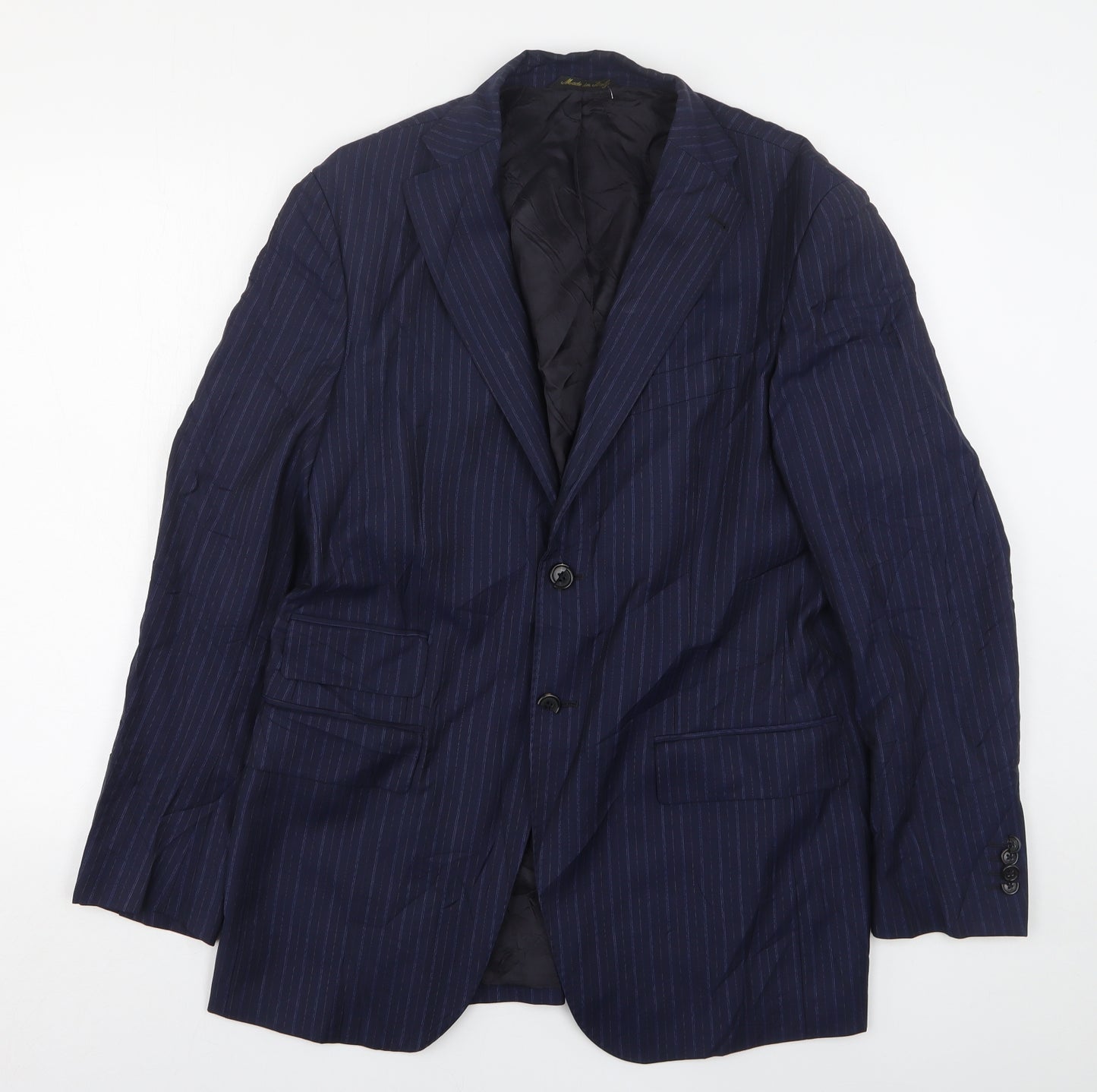 Eredi Pisano Mens Blue Striped Wool Jacket Suit Jacket Size 40