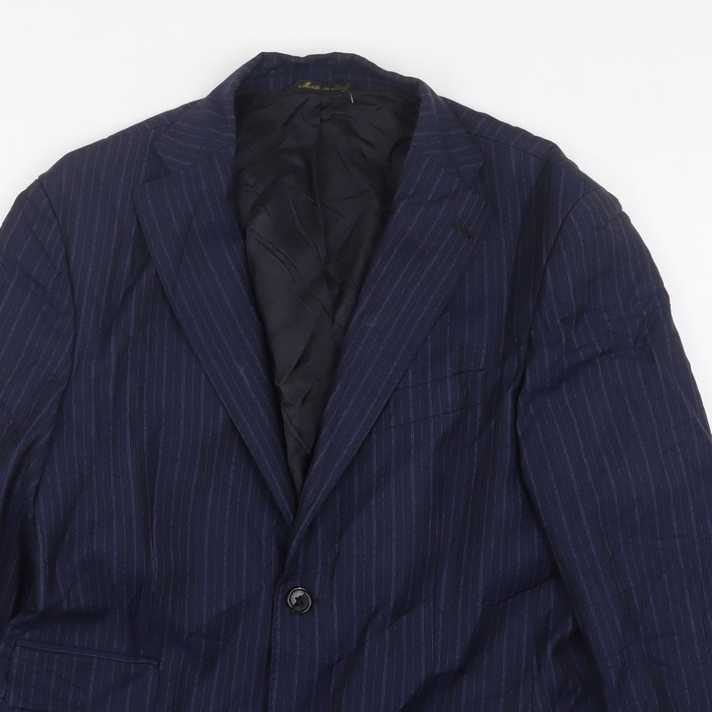 Eredi Pisano Mens Blue Striped Wool Jacket Suit Jacket Size 40