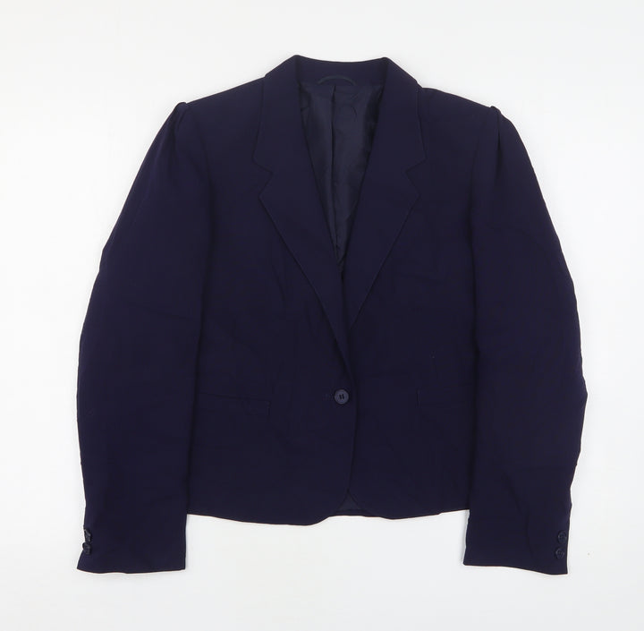 St Michael Womens Blue Polyester Jacket Suit Jacket Size 10