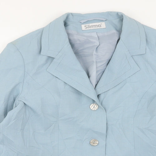 Slimma Womens Blue  Polyester Jacket Suit Jacket Size 12