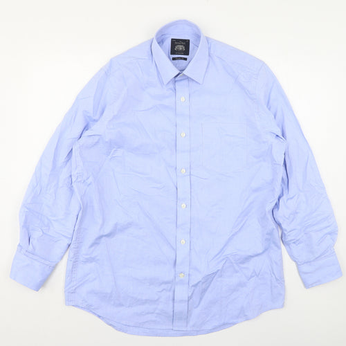 The Saville Row Company Mens Blue  Cotton  Button-Up Size 16 Collared