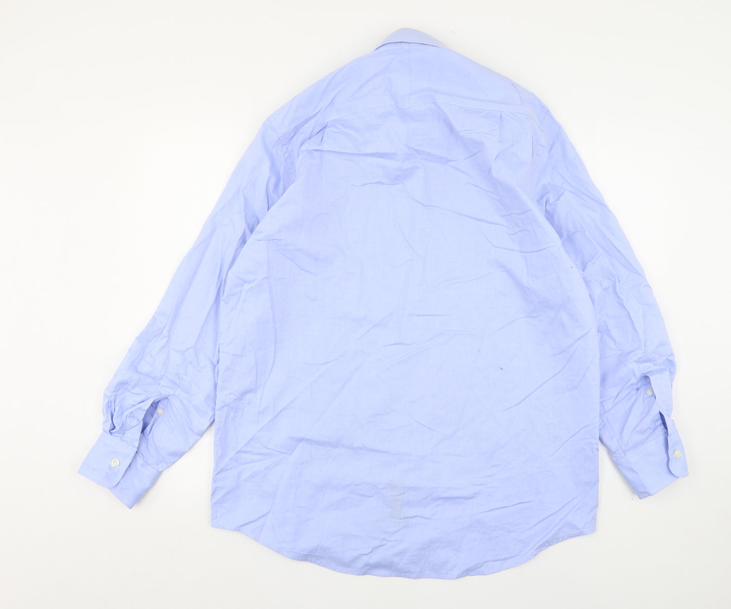 The Saville Row Company Mens Blue  Cotton  Button-Up Size 16 Collared