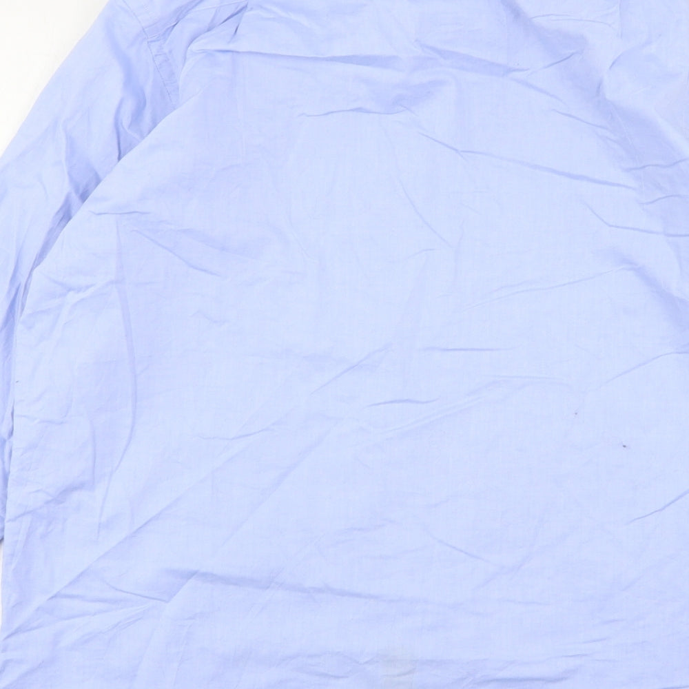 The Saville Row Company Mens Blue  Cotton  Button-Up Size 16 Collared