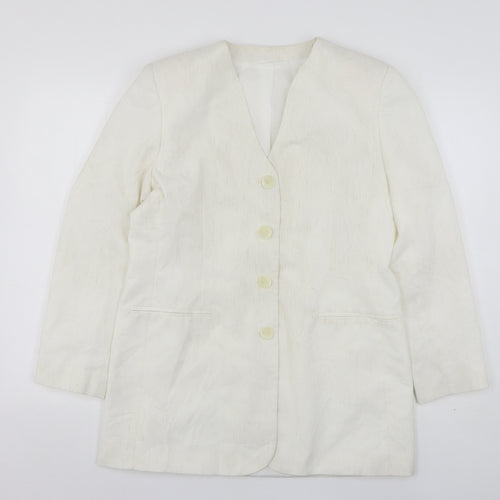 Canda Womens White  Polyester Jacket Suit Jacket Size 14