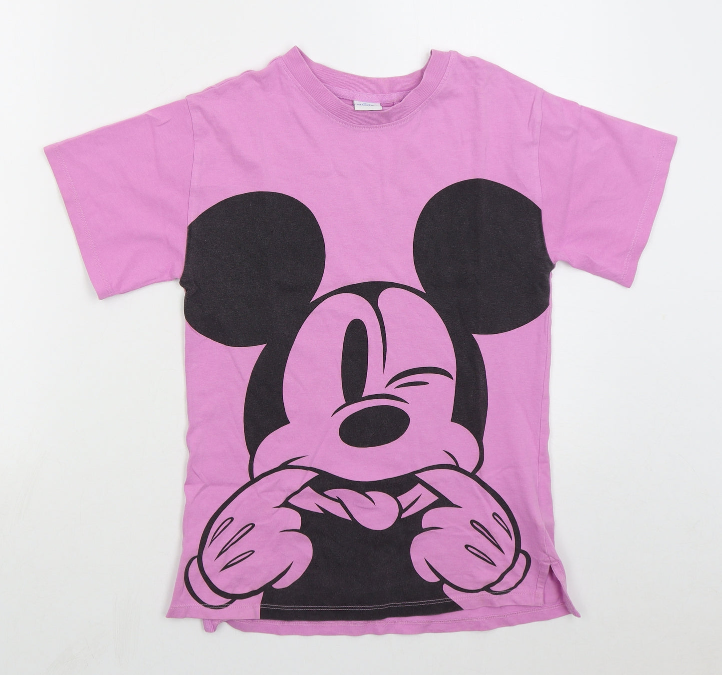 NEXT Boys Purple  Cotton Basic T-Shirt Size 8 Years Crew Neck Pullover - Mickey Mouse
