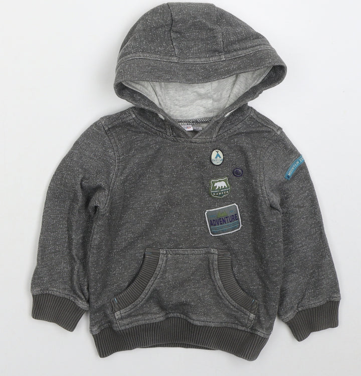 Mini Club Boys Grey Cotton Pullover Hoodie Size 2-3 Years Pullover - Adventure