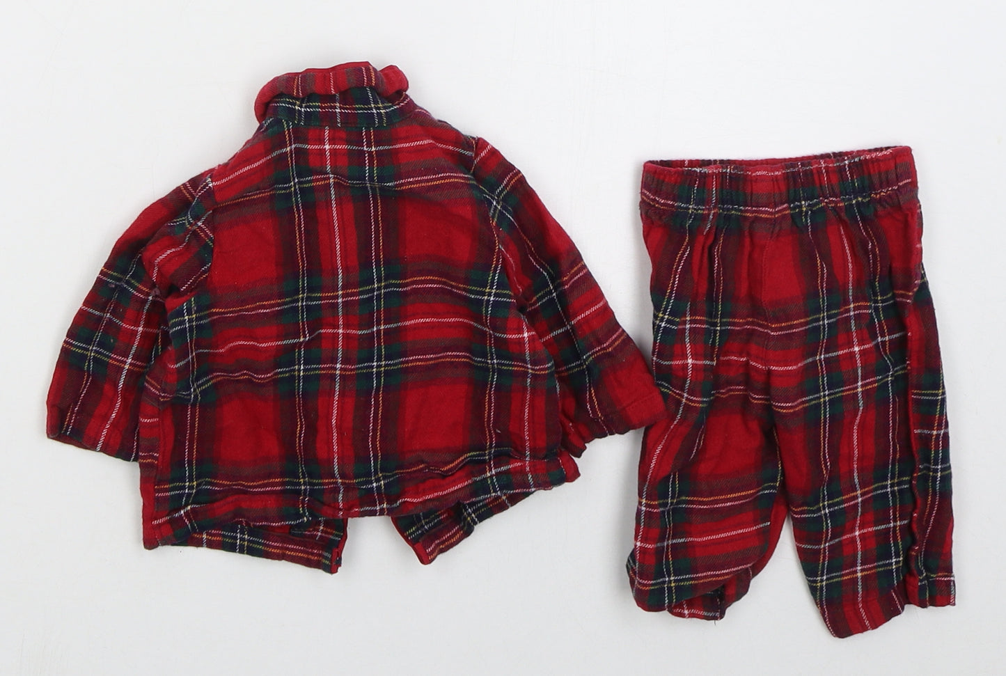 George Baby Red Check Cotton Cami Pyjama Set Size 0-3 Months  Button