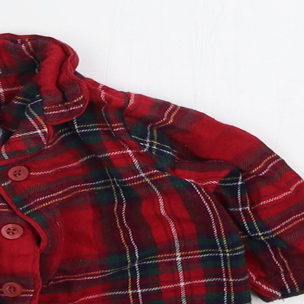 George Baby Red Check Cotton Cami Pyjama Set Size 0-3 Months  Button