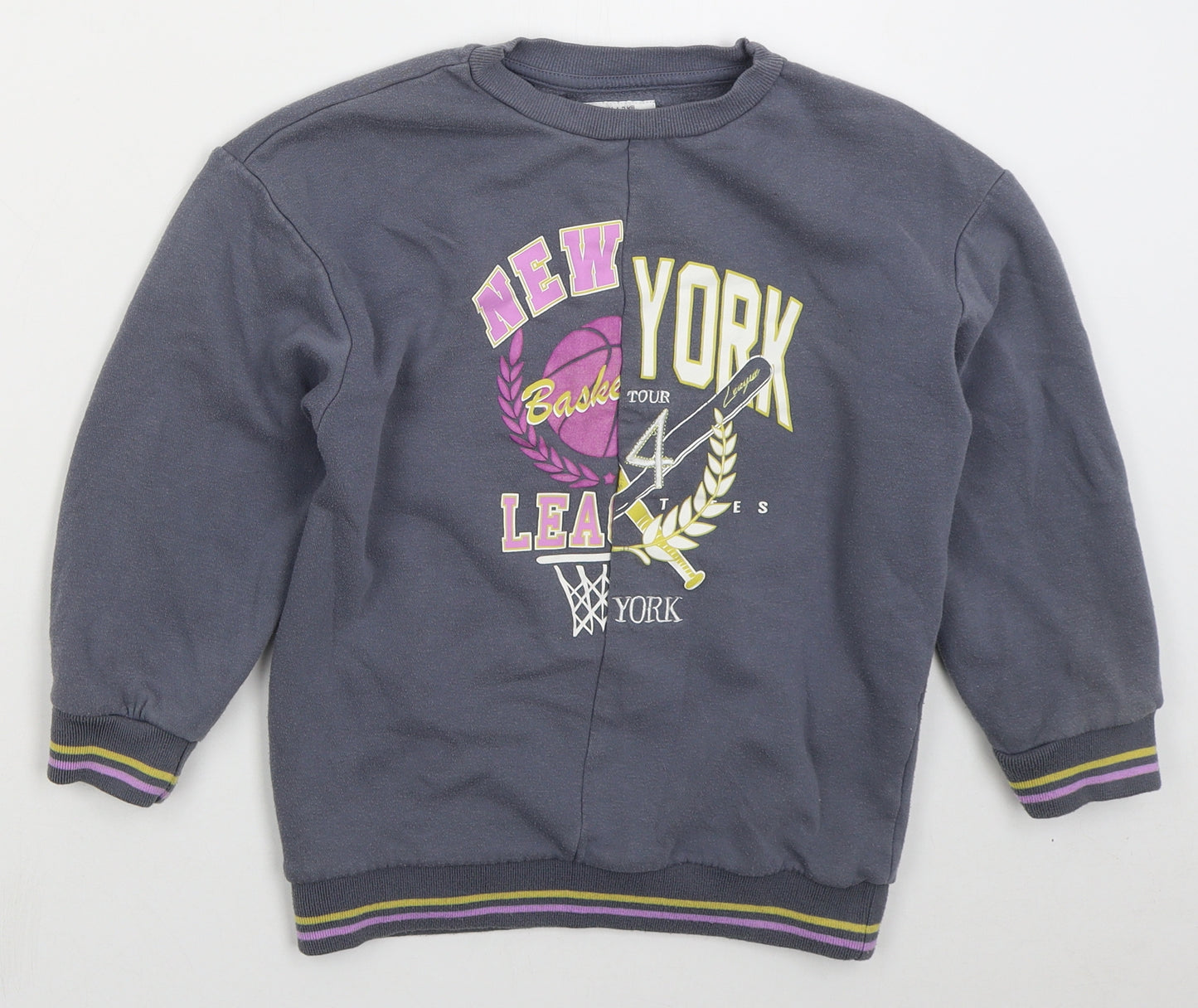 Primark Girls Grey  Cotton Pullover Sweatshirt Size 8-9 Years  Pullover - New York