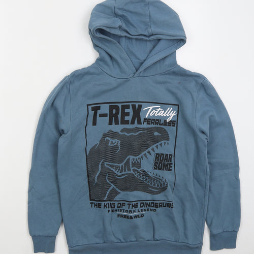 Dunnes Boys Blue  Cotton Pullover Hoodie Size L  Pullover - T-Rex
