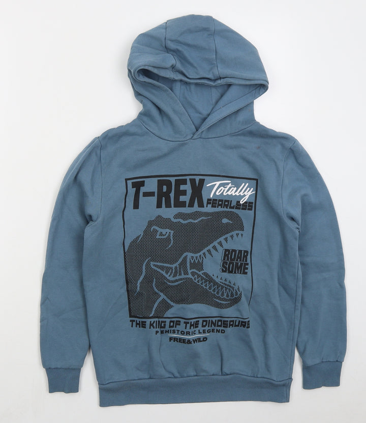 Dunnes Boys Blue  Cotton Pullover Hoodie Size L  Pullover - T-Rex