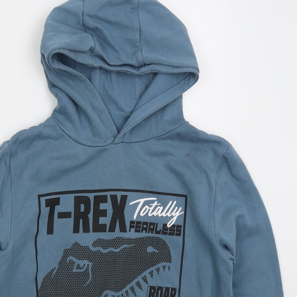Dunnes Boys Blue  Cotton Pullover Hoodie Size L  Pullover - T-Rex