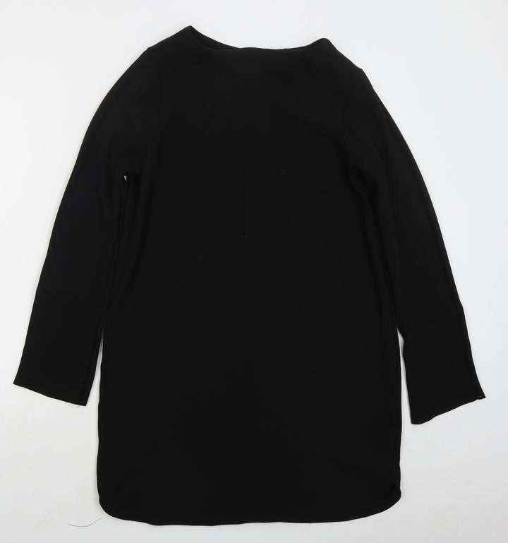 H&M Womens Black  Polyester Shift  Size 10  Boat Neck Zip