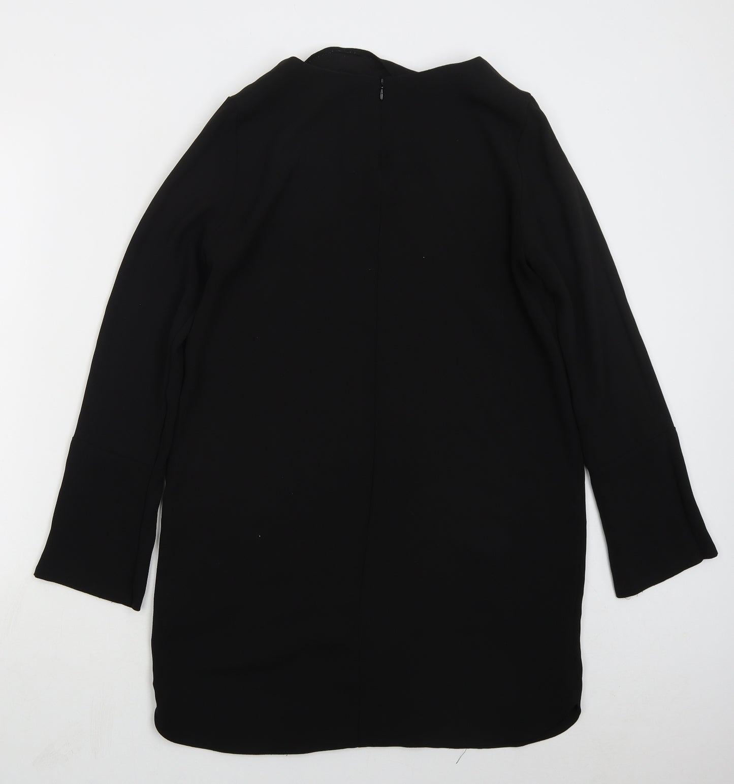 H&M Womens Black  Polyester Shift  Size 10  Boat Neck Zip