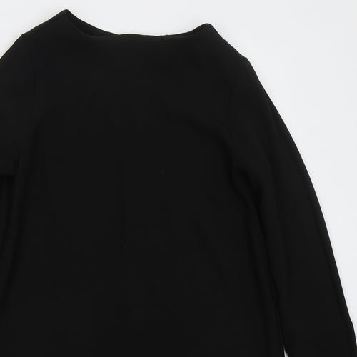 H&M Womens Black  Polyester Shift  Size 10  Boat Neck Zip