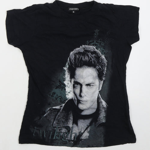 Chemistry Womens Black  Cotton Basic T-Shirt Size S Crew Neck - Twilight Edward Cullen