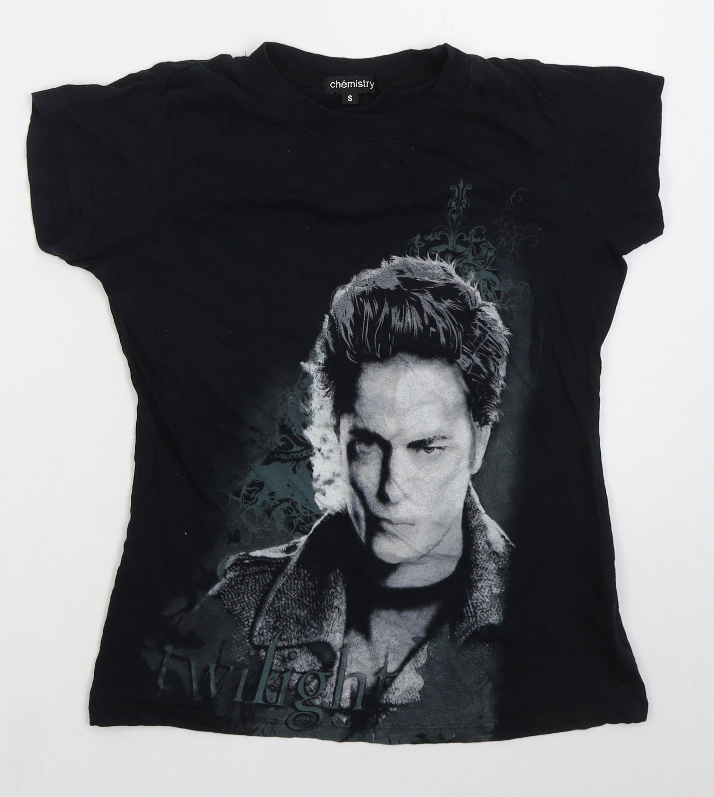 Chemistry Womens Black  Cotton Basic T-Shirt Size S Crew Neck - Twilight Edward Cullen