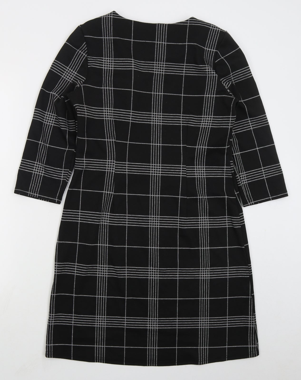 Papaya Womens Black Check Polyester A-Line  Size 12  Round Neck Pullover