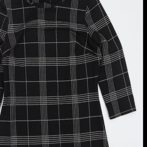 Papaya Womens Black Check Polyester A-Line  Size 12  Round Neck Pullover