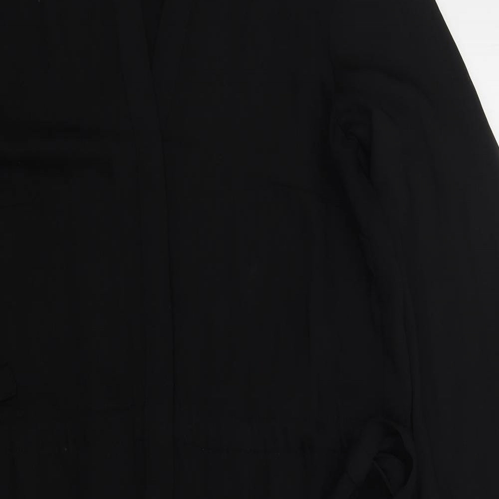 H&M Womens Black  Polyester Shirt Dress  Size 8  Round Neck Button