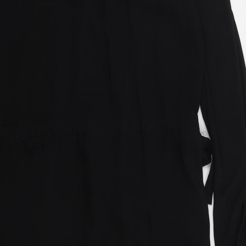 H&M Womens Black  Polyester Shirt Dress  Size 8  Round Neck Button