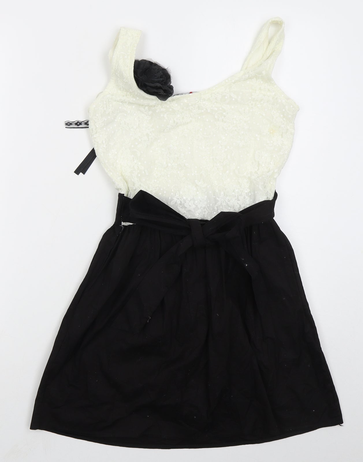 Devils & Dolls Womens Black  Nylon Skater Dress  Size 12  Scoop Neck Pullover