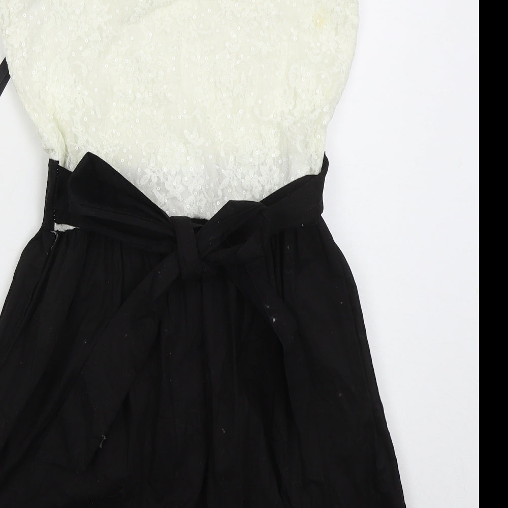 Devils & Dolls Womens Black  Nylon Skater Dress  Size 12  Scoop Neck Pullover