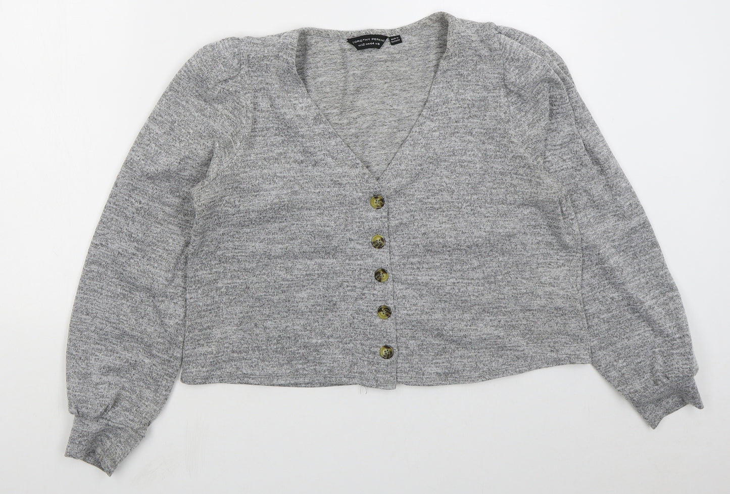 Dorothy Perkins Womens Grey V-Neck  Polyester Cardigan Jumper Size 16