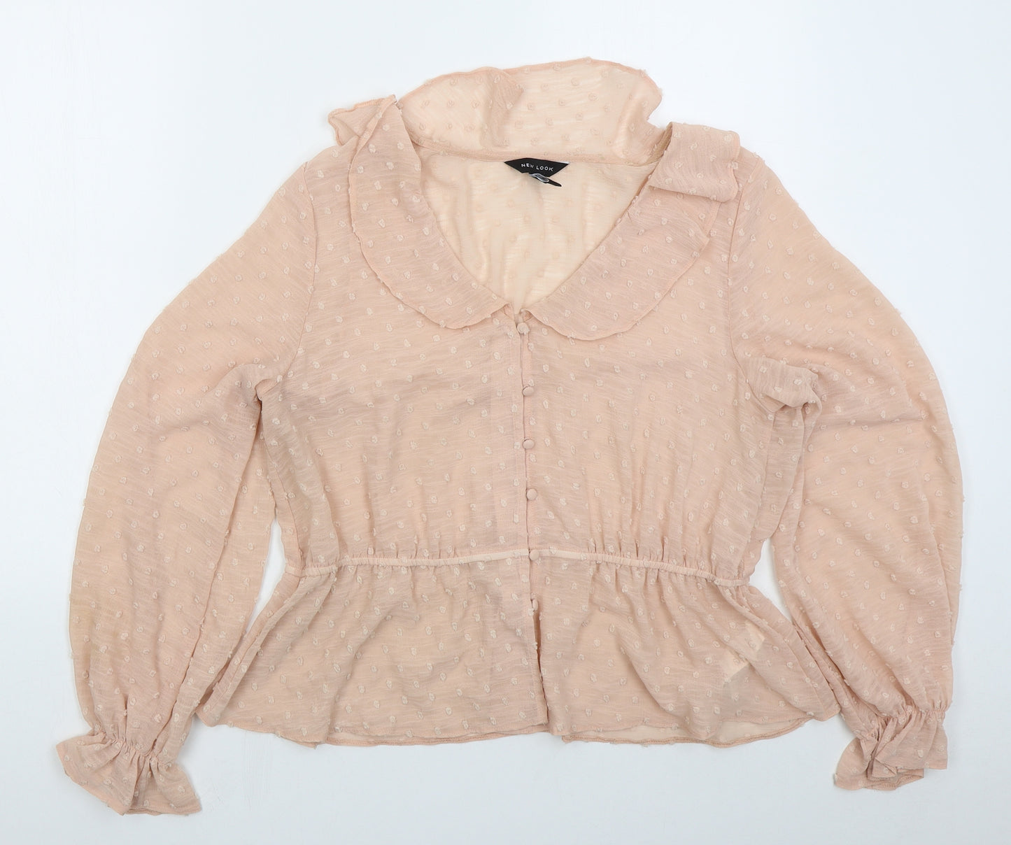 New Look Womens Pink  Polyester Basic Blouse Size 16 Collared