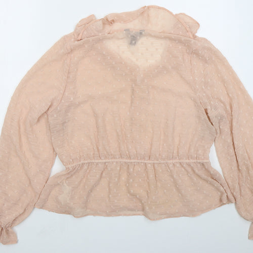 New Look Womens Pink  Polyester Basic Blouse Size 16 Collared