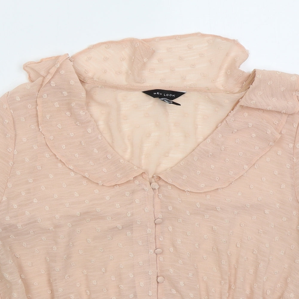 New Look Womens Pink  Polyester Basic Blouse Size 16 Collared