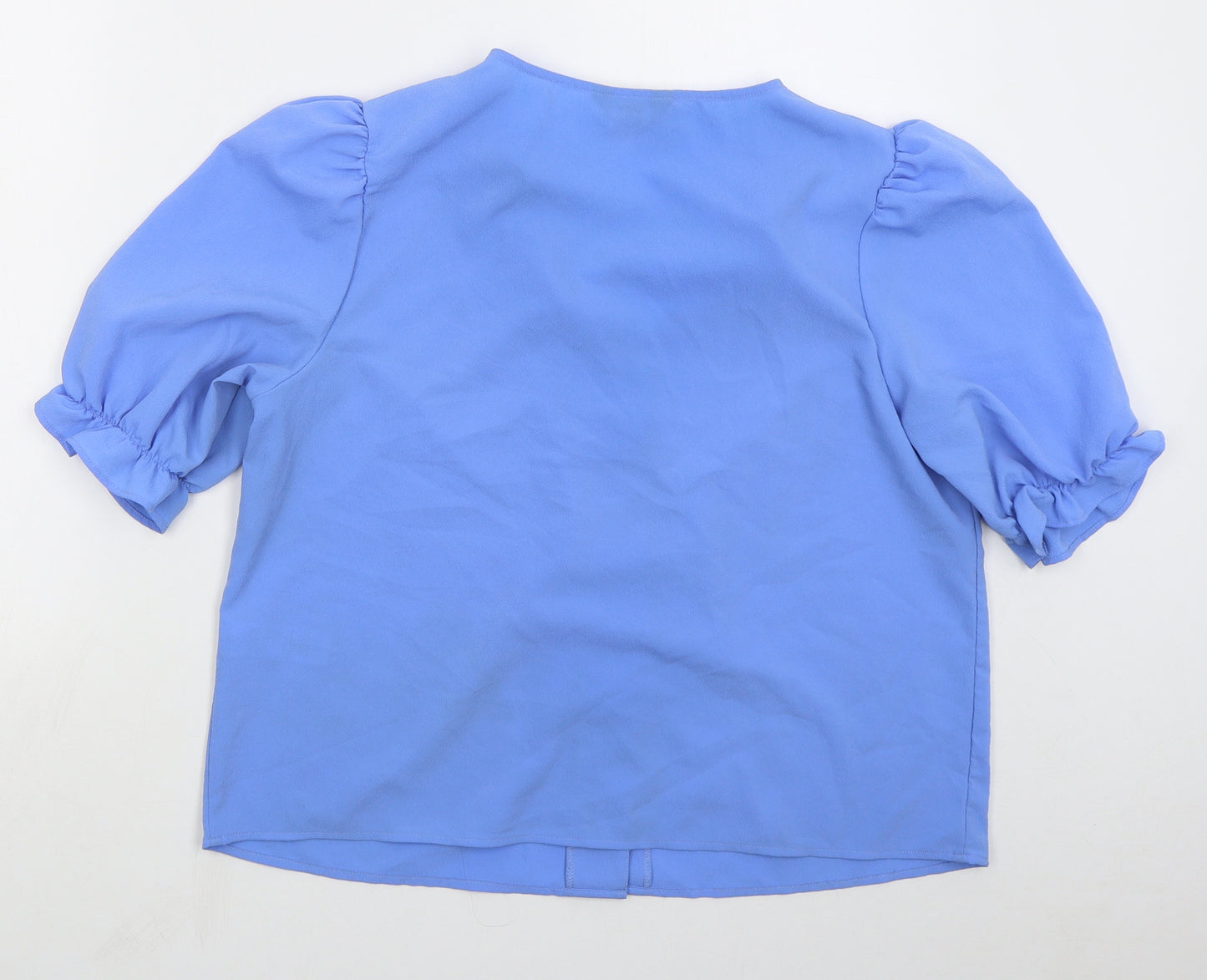 New Look Womens Blue  Polyester Basic Button-Up Size 16 V-Neck
