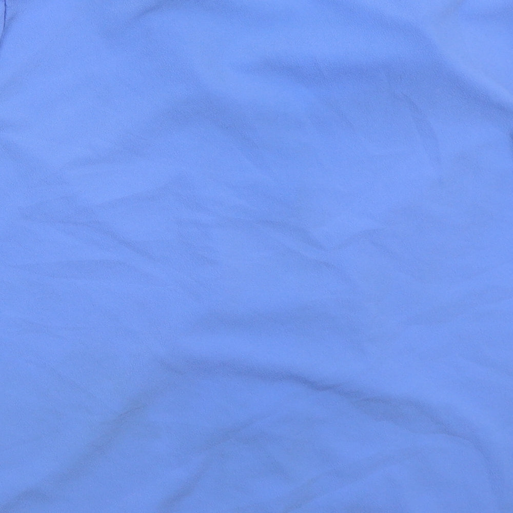 New Look Womens Blue  Polyester Basic Button-Up Size 16 V-Neck