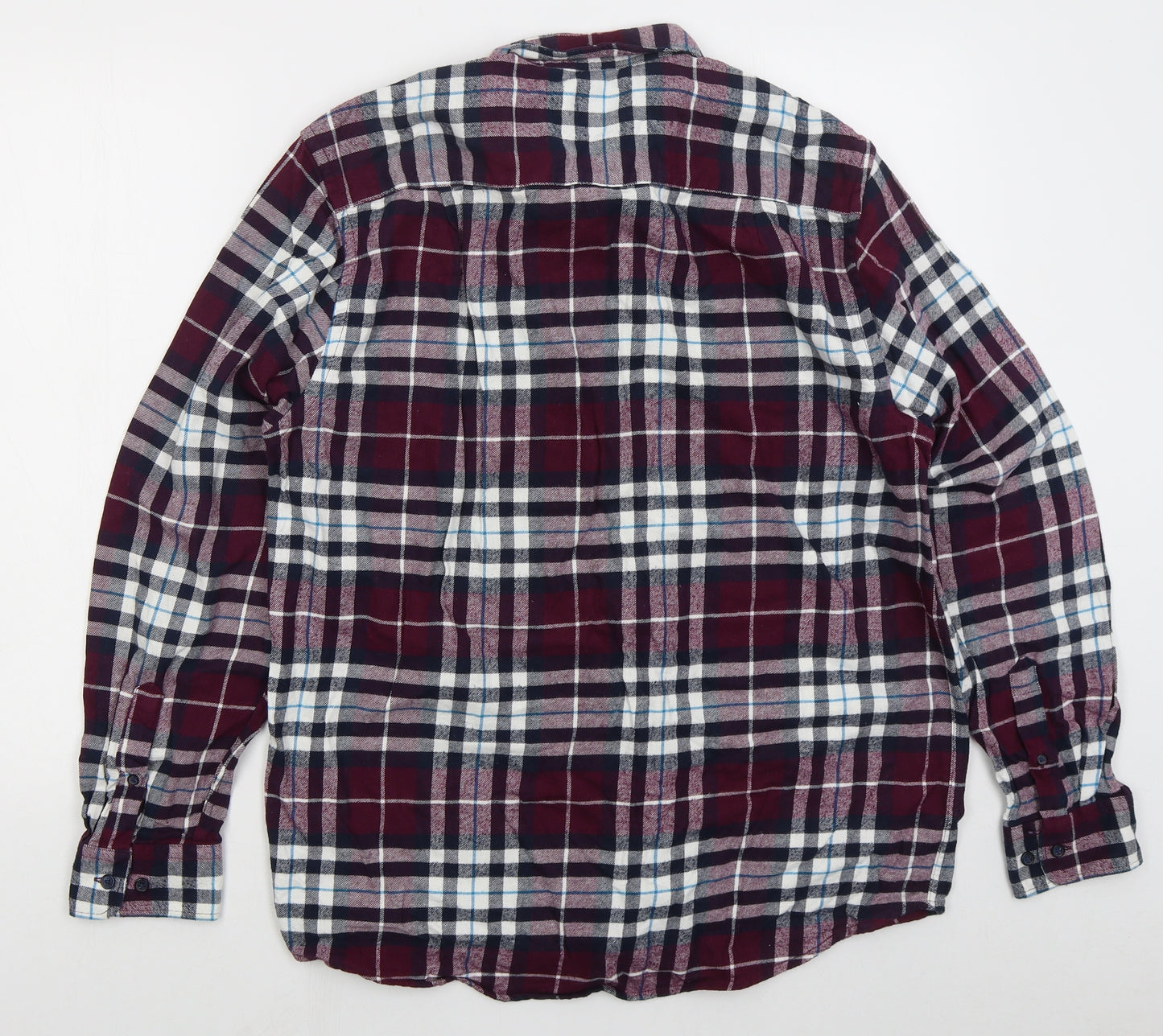 Primark Mens Purple Check Cotton  Button-Up Size XL Collared Button