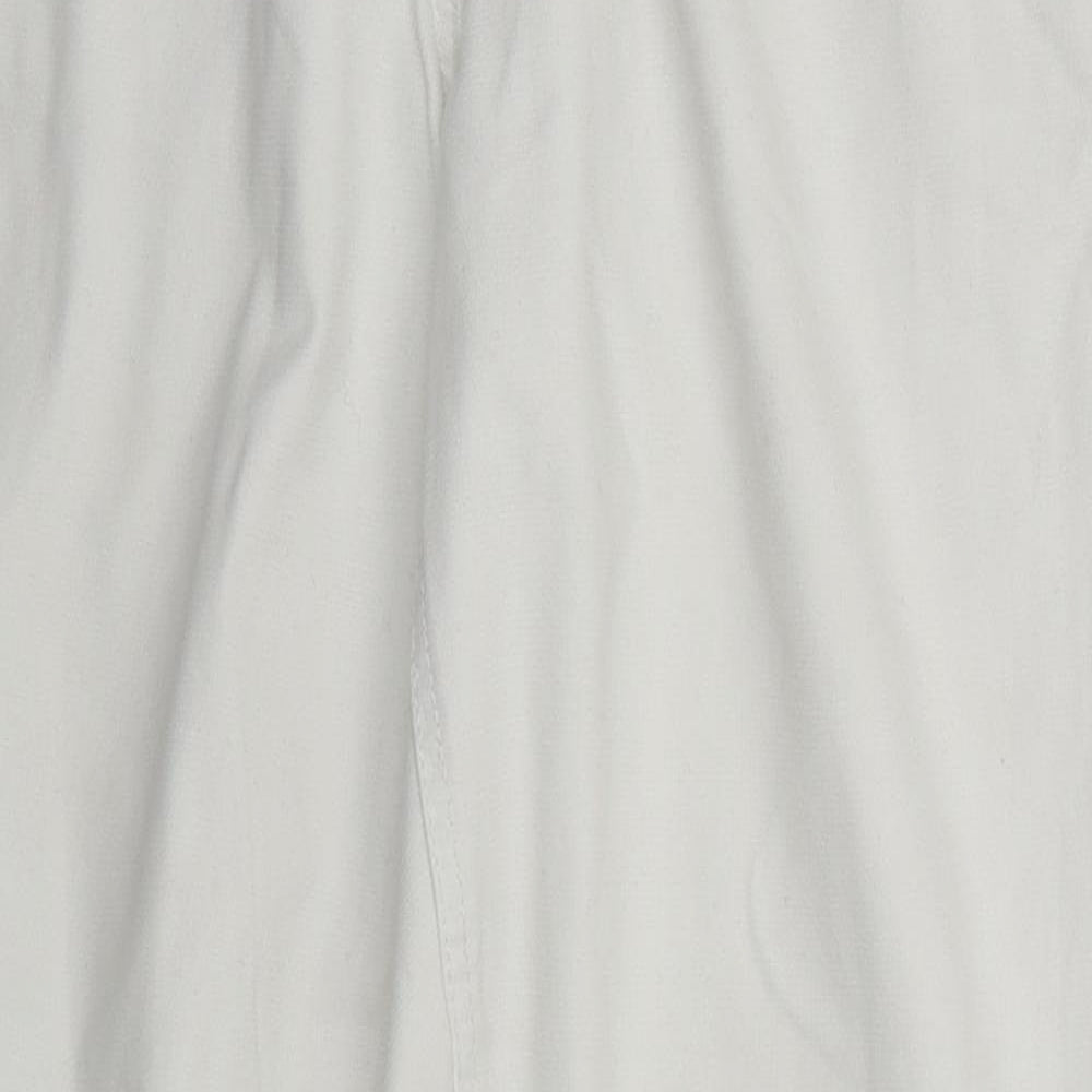 NEXT Womens White  Cotton Chino Trousers Size 12 L28 in Regular Button