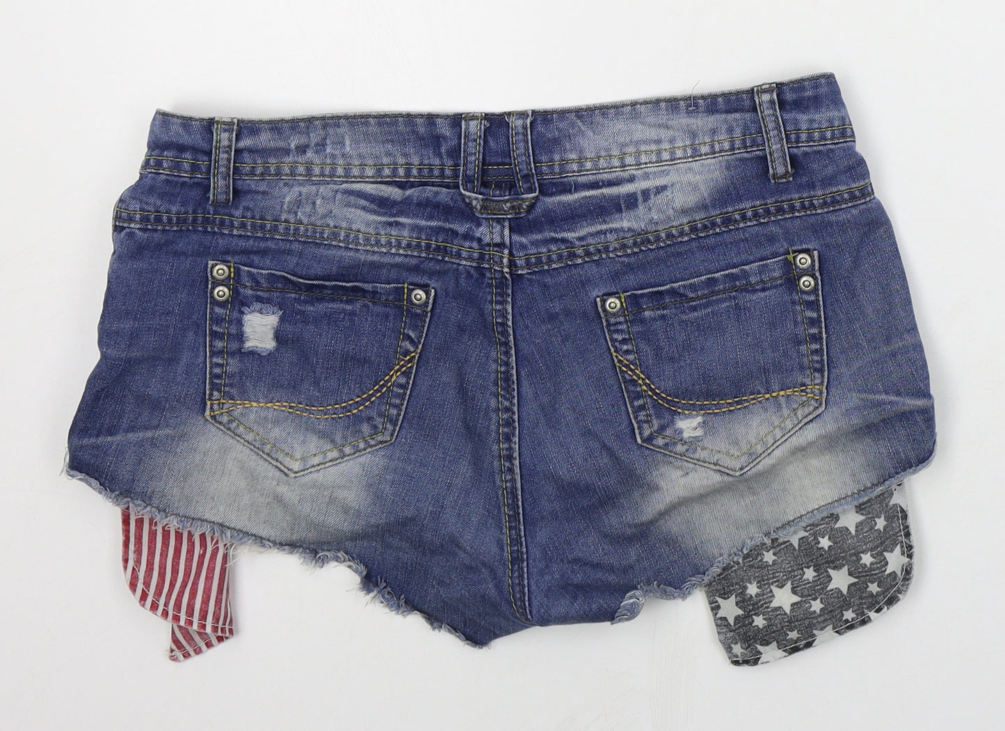 Red Chilli Womens Blue  Cotton Hot Pants Shorts Size 10  Regular Button