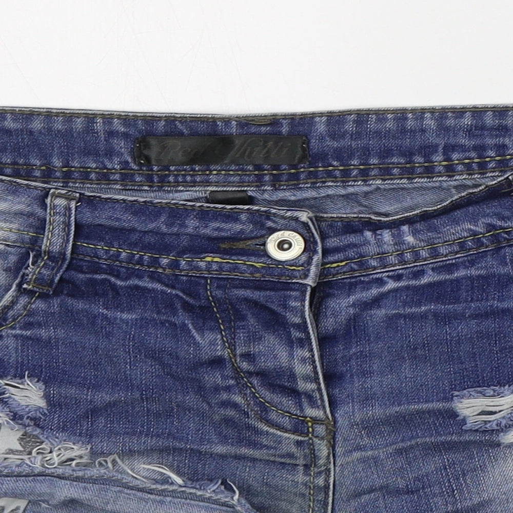 Red Chilli Womens Blue  Cotton Hot Pants Shorts Size 10  Regular Button